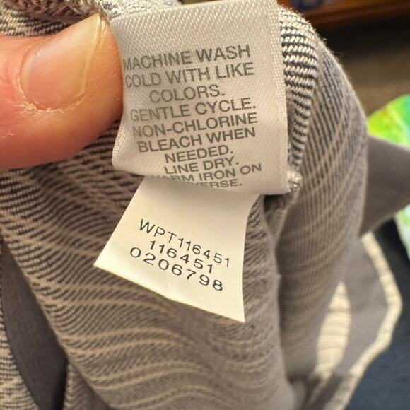 J.Jill Coastal Graphite Gray Mid-Rise Linen Blend Stretch Pinstripe Pants Sz‎ 10 - Picture 10 of 11